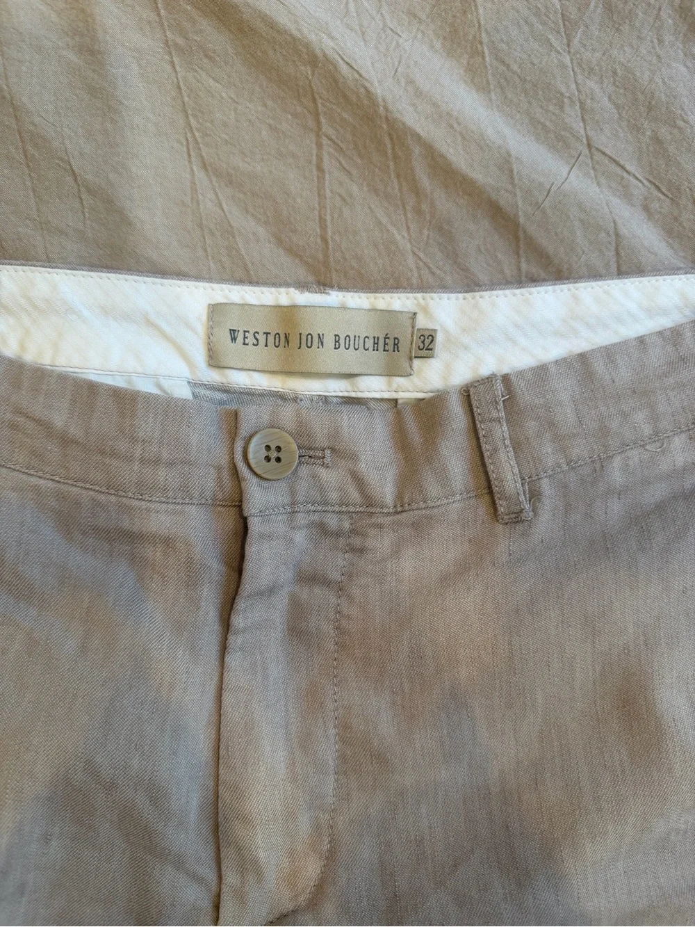 Men's Linen-Blend Chinos in Taupe by Boston Proper